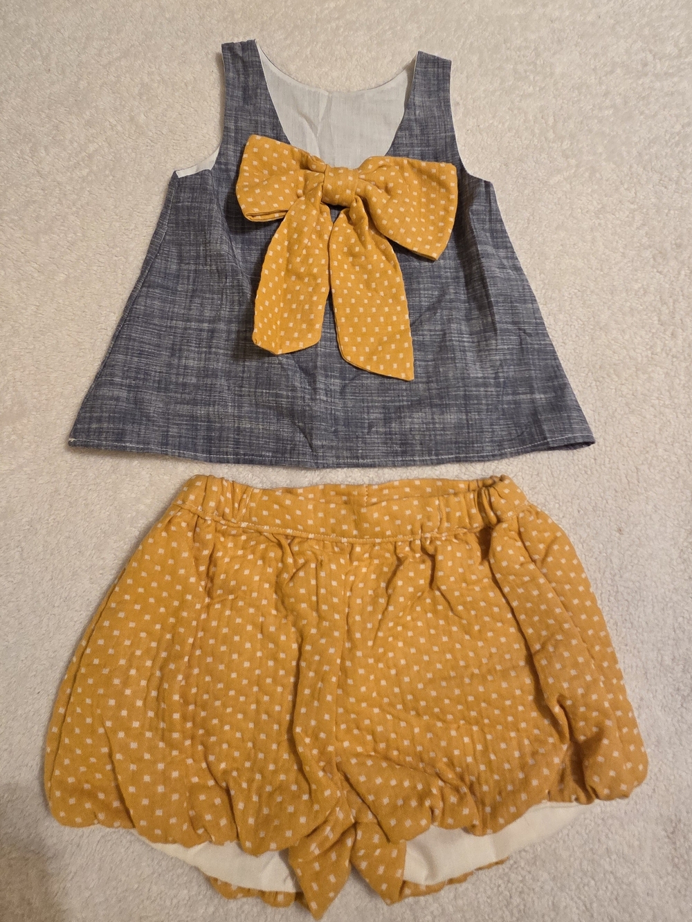 Handmade Girls Grey/Yellow Shirt Set (Size 4T)